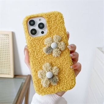 Voor iPhone 14 Pro Max Flower Decor Plush + TPU Soft Case Anti-drop beschermende telefoonhoes