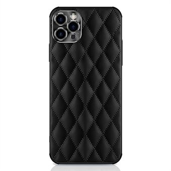 Voor iPhone 14 Pro Max Rhombus Textuur Telefoon Case Verhoogde Rand Bescherming PU Leer + TPU Anti-stof mobiele Telefoon Cover