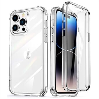 Voor iPhone 14 Pro Max 6,7 inch Versterkte hoeken Anti-drop Heldere telefoonhoes Flexibele TPU + acryl telefoonhoes met PET-schermbeschermer