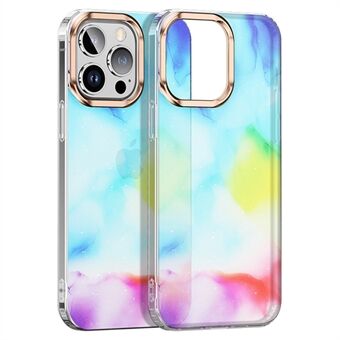 Voor iPhone 14 Pro Max Waterverf Glitterpoeder Telefoonhoes Gegalvaniseerd Soft TPU Hard PC High Impact Gradient IMD Back Cover