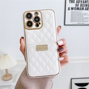 Schokbestendig telefoonhoesje voor iPhone 14 Pro Max, PU-leer + TPU + pc Rhombus Texture-telefoonhoes