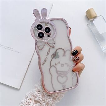 Voor iPhone 14 Pro Max Rabbit Ear Camera Lens Frame Telefoon Case Galvaniseren Zachte TPU Back Cover