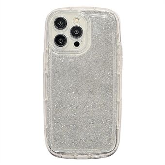 Voor iPhone 14 Pro Max Schokbestendig Airbag Transparant TPU-telefoonhoesje met glitterachtig poederpapier