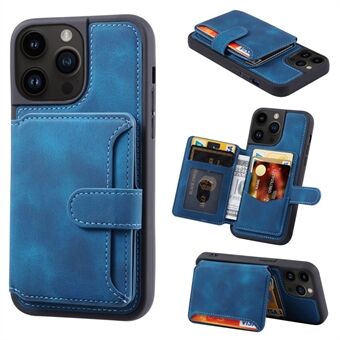 Voor iPhone 14 Pro Max Telefoon Wallet Case RFID Blocking Leather Coated TPU Kickstand Cover