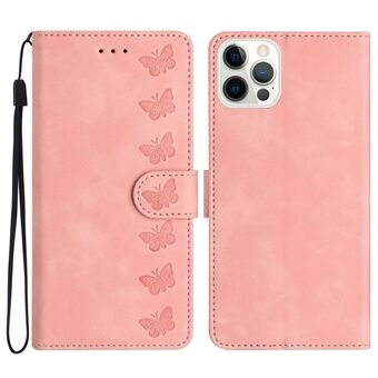 Voor iPhone 14 Pro Max PU-lederen Stand Telefoonhoesje Vlinder bedrukt Drop-proof Wallet Cover