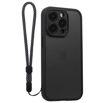 VILI M-serie voor iPhone 14 Pro Max Precieze uitsparing telefoonhoes PC + TPU achterkant met polsband - zwart