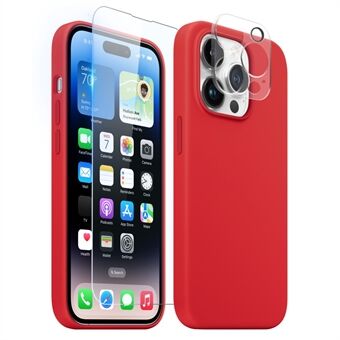 NORTHJO Voor iPhone 14 Pro Max Magnetische Case 3-in-1 Siliconen Telefoon Cover met Gehard Glas Film + Camera Lens Protector