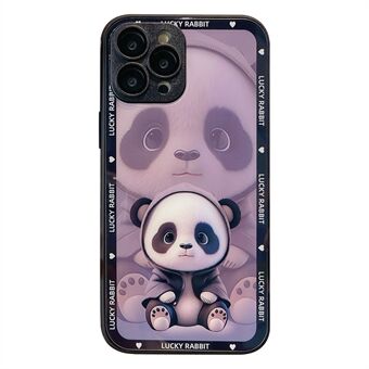 Voor iPhone 14 Pro Max gehard glas + TPU-telefoonhoes Shadow Panda-patroonhoes met lensfilm