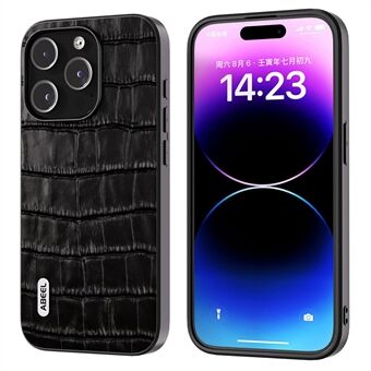 ABEEL voor iPhone 14 Pro Max telefoonhoes rundleer + TPU + pc krokodiltextuurhoes