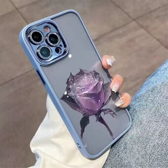 Voor iPhone 14 Pro Max TPU Fantasy Crystal Rose Pattern Case Glitter Camera Ring Telefoon Cover met Lens Film