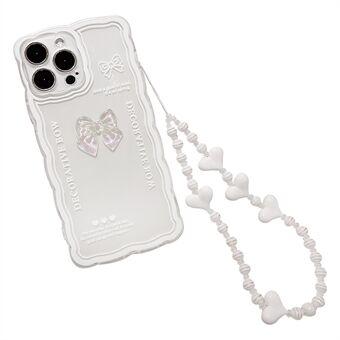 Voor iPhone 14 Pro Max Slim-Fit TPU Shell Clear Phone Cover Bowknot Decor Mobiele telefoonhoes met polsband