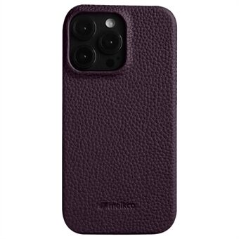 MELKCO Voor iPhone 14 Pro Max Echt Koe Leer Gecoat PC Achterkant Zachte Microfiber Voering Onvolledige Cover Telefoon Case