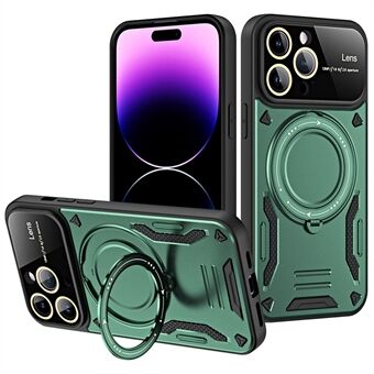 Voor iPhone 14 Pro Max PC + TPU schokbestendig telefoonhoesje roterende onzichtbare standaard magnetische hoes