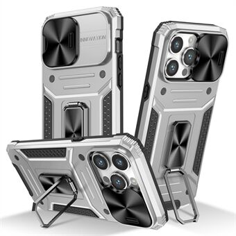 Voor iPhone 14 Pro Max PC+TPU Telefoonhoes Valbescherming Kickstand Cover met schuifcamerabescherming