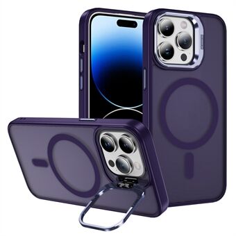 Voor iPhone 14 Pro Max Case Skin-Touch PC+TPU+Metaal Telefoonhoes Compatibel met MagSafe