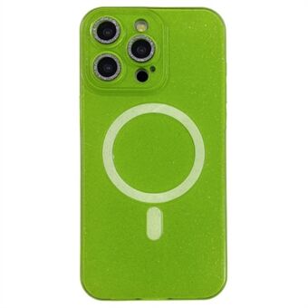 Voor iPhone 14 Pro Max Hoesje Glitter Flexibele TPU Schokbestendige Telefoonhoes Compatibel met MagSafe - Fluorescerend Groen