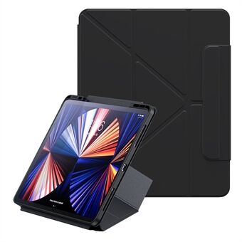 BASEUS voor iPad Pro 11 (2018) / (2020) / (2021) / (2022) / Air (2020) / Air (2022) Safattach Y-Type Magnetische Stand Case Tri-Fold Tablet Hoes PU Lederen Hoes - Donkergrijs