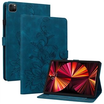 Voor iPad Pro 12.9 (2020) / (2021) / (2022) Tablethoes Schokbestendige Bloemenprint PU Leren Flipcover