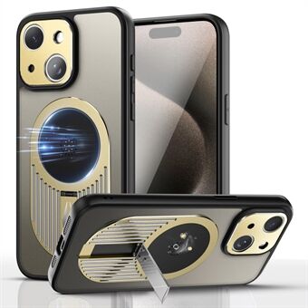 Voor iPhone 15 Hoesje met Kickstand Siliconen+PC Telefoonhoes Grafiet Warmteafvoer