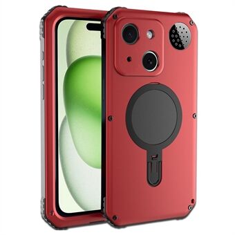 Voor iPhone 15 Aromatherapy-hoesje Magnetische standaard Metaal+TPU Telefoonhoes Volledige bescherming