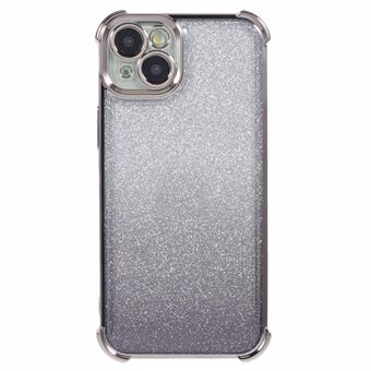 Voor iPhone 15 Hoesje met zijdehartpatroon, elektroplatingverloopglitter TPU-anti-val telefoonhoes.