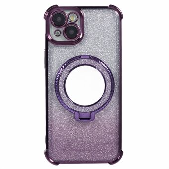 Voor iPhone 15-hoesje met glittergradiënt, TPU-cover met standaard en spiegel.