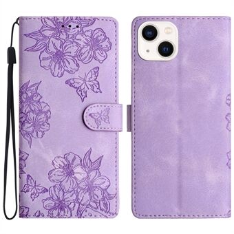 Voor iPhone 15 Skin-Touch Feeling PU Leren Telefoonhoesje met Gedrukt Patroon Portemonnee Telefoonhoes.