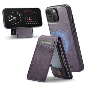 FIERRE SHANN 025 Stijl Voor iPhone 15 Hoesje Met Uitklapbare Stand PU+TPU Telefoonhoesje met Kaartzak