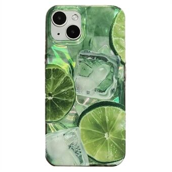 Voor iPhone 15 hoesje, harde acryl zachte TPU schokbestendige telefoonhoes met citroenpatroon.