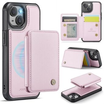 JEEHOOD J05 Voor iPhone 15: Hoes met Standaard en Kaartvak, PU+TPU Magnetische Telefoonhoes