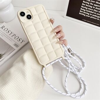 Voor iPhone 15 hoesje met valbescherming TPU crossbody telefoonhoes 3D raster ruitpatroon