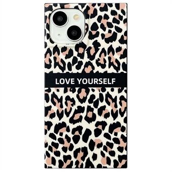 Voor iPhone 15 Hoesje Luipaardprint Vierkante Vorm Matte TPU Telefoonhoesje