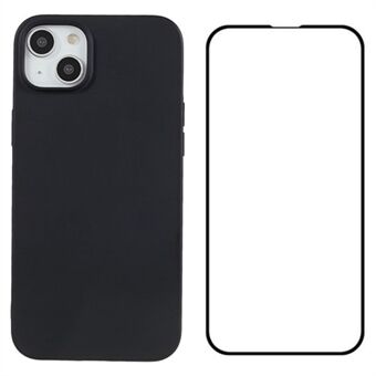 WANLONFENG MS Series voor iPhone 15 TPU Hoes Matte Telefoonhoes met Schermfolie (Groot Lensgat)