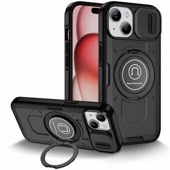 Voor iPhone 15 Hoesje Schuif Lens Beschermring Standaard TPU+PC Telefoonhoesje