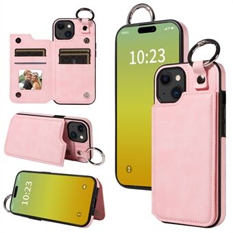 003 Voor iPhone 15 Hoes met Kaartsleuven PU Leren Beklede TPU Krasbestendige Telefoonhoes