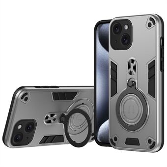 Voor iPhone 15 Hoesje Draaibare Kickstand PC+TPU Valbescherming Telefoonhoesje