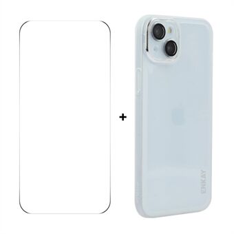 Voor iPhone 15 ENKAY HAT PRINCE Hoes Mat TPU Telefoonhoesje met Lensfolie + 9H Glazen Beschermer