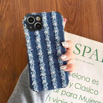 Voor iPhone 15 Hoes Denim Gevoel TPU+Stof Anti-Kras Telefoonhoesje