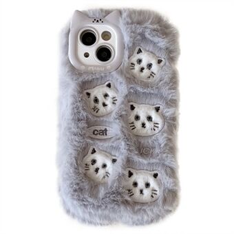 Voor iPhone 15 Hoesje Schattige Katten Pluizige Winter Warme TPU Telefoonhoes