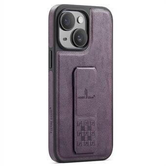 FIERRE SHANN Voor iPhone 15 Hoes Kickstand Leren Slanke Achterkant Cover
