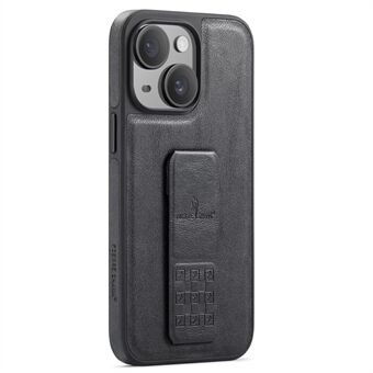 FIERRE SHANN Voor iPhone 15 Hoesje Kickstand Lederen Slanke Achterkant Cover