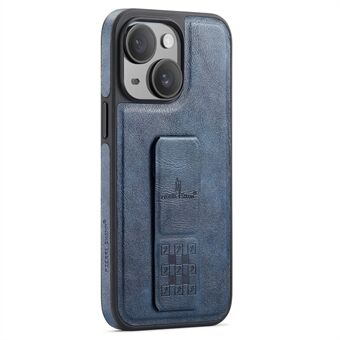 FIERRE SHANN Voor iPhone 15 Hoesje Kickstand Lederen Slanke Achterkant Cover