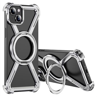 Voor iPhone 15 Magnetische Hoes Roterende Kickstand Metalen Bumper Telefoonhoesje