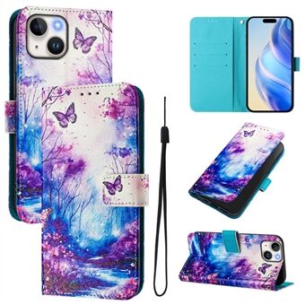 Voor iPhone 15 Hoesje Patroon Bedrukte Portemonnee Telefoonhoes met Band