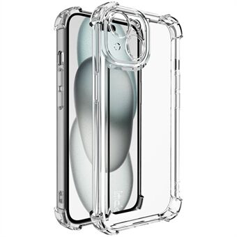 IMAK UX-4 Serie Voor iPhone 15 Hoes Rechte Frame Vier Hoek Schokbestendige Transparante TPU Hoes