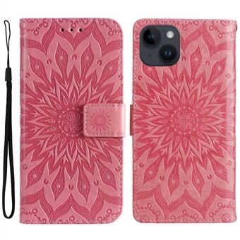 KT Imprint Bloemenserie-1 voor iPhone 15 PU lederen standaard portemonnee hoesje Anti-val telefoonhoes.