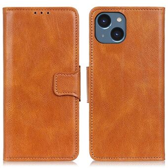 Crazy Horse-textuur Shell voor iPhone 15 PU-leren hoesje portemonnee standaard flip folio telefoonhoes