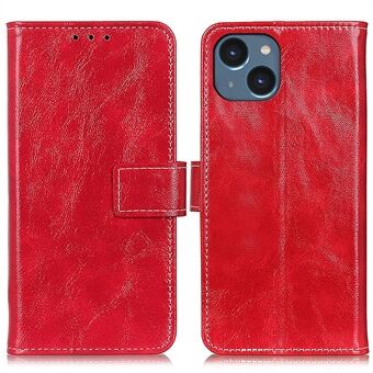 Voor iPhone 15 Retro Leren Portemonnee Hoesje met Crazy Horse Textuur, Magnetische Sluiting en Standaard Cover