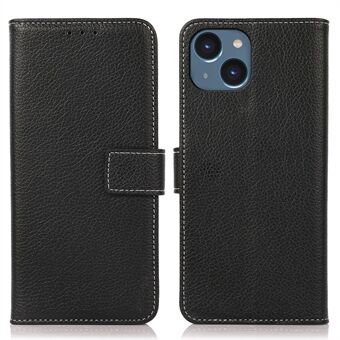 Voor iPhone 15 Litchi Textuur PU Leren Portemonnee Hoesje Schokbestendige Telefoonhoes met Stand