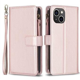 BF Style-19 Voor iPhone 15 PU Leren Stand Telefoonhoesje Ritszak Anti-val Portemonnee Hoes